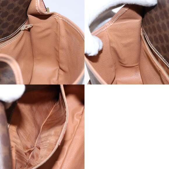 CELINE Macadam Canvas Circle Shoulder Bag Pvc Leather Brown Gold - Picture 12 of 12